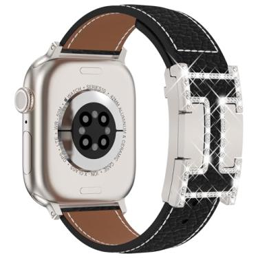 Imagem de CHANCHY Pulseira magnética de couro compatível com Apple Watch Ultra SE séries 10/9/8/7/6/5/4/3/2/1 de 40 mm, 38 mm, 41 mm, 42 mm, 45 mm, 46 mm, 40 mm, 38 mm, 41 mm, 44 mm, 45 mm e 46 mm