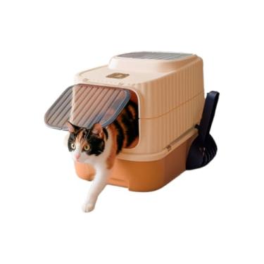 Imagem de Banheiro fechado + Tapete Coletor de areia para gato caixa de areia fechada Sanitário antiodor pet(Bege)