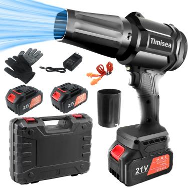 Imagem de Soprador de folhas sem fio, soprador de folhas portátil de 30.0000 RPM, soprador de 21 V com 2 baterias de 2,0 Ah para cuidados com o gramado, limpeza de pátio, acampamento