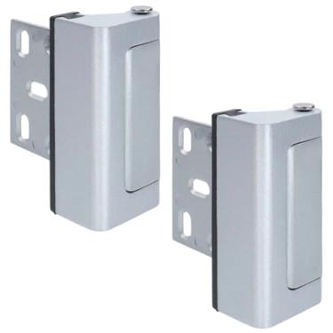 Imagem de Coshar Fechadura de porta de segurança doméstica, fechadura de reforço de porta de prata, portas de liga de alumínio, fechadura extra de segurança para porta da frente, fechaduras fliplock para porta