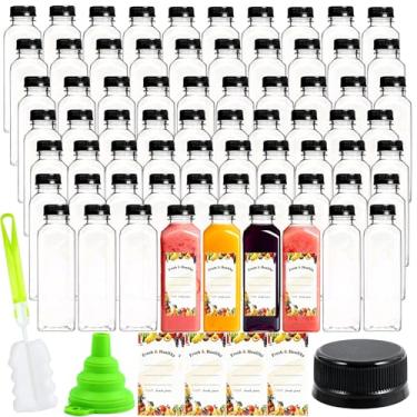 Imagem de Pacote com 150 garrafas de suco de plástico de grau alimentício de 473 ml com tampas, garrafas de plástico transparente reutilizáveis para suco, café gelado, vitaminas, leite e bebidas