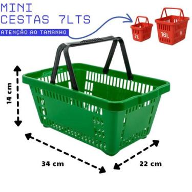 Imagem de Kit 25 Mini Cestinhas Farmácia 7Lts 34x22x14cm Cesta Mercado Loja - JR