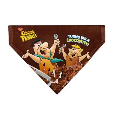 Imagem de Bandana The Flintstones Pet Cocoa Pebbles Fred and Barney Rubble Cereal Box Print Brown Slip On Collar Bandana Apenas