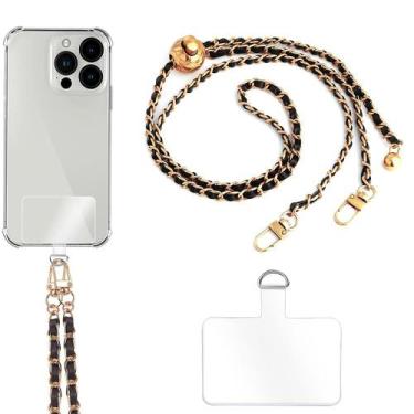 Imagem de Corrente transversal para telefone em couro turkalla e cordão de metal