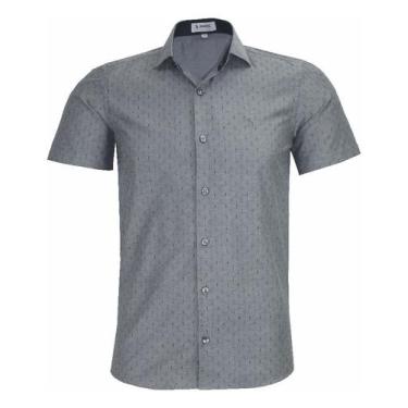 Imagem de Camisa Manga Curta Slim Masculina Amil Passa Fácil 1849, Cinza, 4