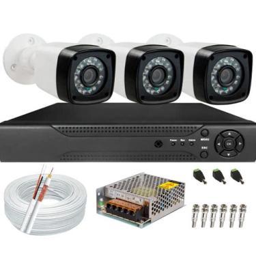 Imagem de Kit Cftv 3 Câmeras 1080p infravermelho 2mp Dvr 4 canais 5x1 - Luatek