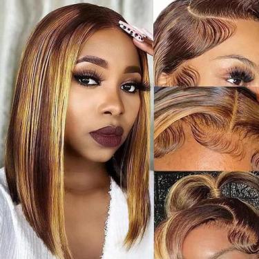 Imagem de Peruca Hoscod Highlight Bob 30cm Human Hair Brazilian P4/27