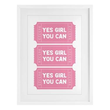 Imagem de Stupell Industries Yes Girl You Can Tickets Impressão emoldurada branca sob vidro, design por Lettered and Lined, 20 x 14