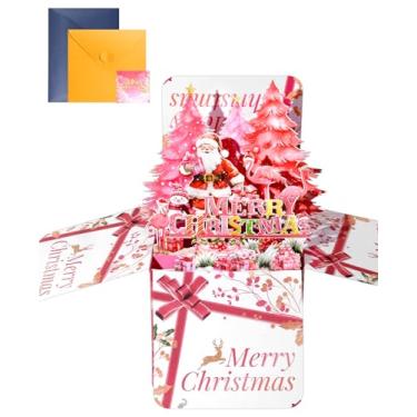 Imagem de JMHACHY Cartões pop-up de Natal rosa, cartões de árvore de Natal rosa com envelopes e nota de mensagem, cartão de felicitações 3D de Feliz Natal com Papai Noel para esposa, mãe, filha, irmã, 2025