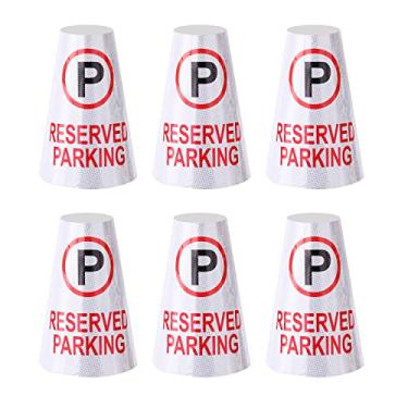 Imagem de BATTIFE Pacote Com 6 Adesivos Refletivos Brilhantes Para Estacionamento Reservado, Cones De Mensagens Segurança No Trânsito, Placas Alta Visibilidade 360° Uso Externo Em Estradas E Entradas Veículos
