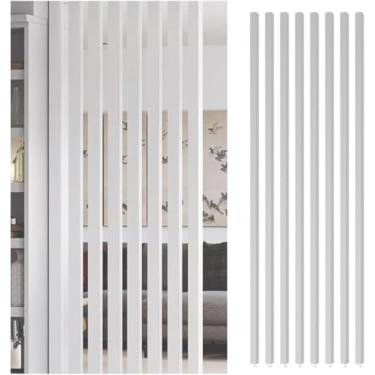 Imagem de Divisórias De Quarto De Partição Branca Coluna De Suporte, 8 Pack Coluna De Partição De Ripas De Madeira Para Escritório Em Casa Hotel Separador De S, 8 Pcs, H-195cm/76.7 in/6.39 ft