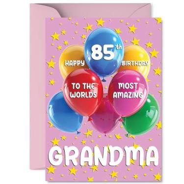Imagem de Cartão de aniversário de 85 anos da avó - Os mais incríveis do mundo - cartão de feliz aniversário para avó de 85 anos de idade do neto, balões A5 e cartões comemorativos de aniversário de estrelas