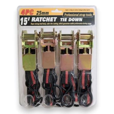 Imagem de Cinta Com Catraca 4 Peças 4 Metros X 25 MM Para Carga Monaliza Cód.MZ-51189