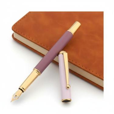 Imagem de Caneta tinteiro executiva ponta pena rosa lilas 0,7 mm luxo - LUYKE