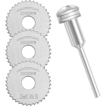 Imagem de Kit 3 Discos Lâmina Serra 22Mm Hss Haste 3Mm Micro Retífica