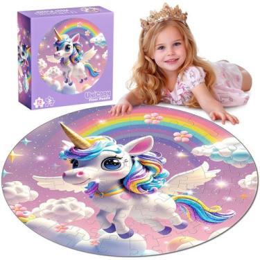 Imagem de Quebra-cabeça de chão Rifamee Shimmery Jumbo Unicorn 72 peças de 3 a 6