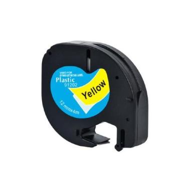 Imagem de Fita Compatível Dymo Letratag 91202 Amarela Letra Preta 12mm - Genéric