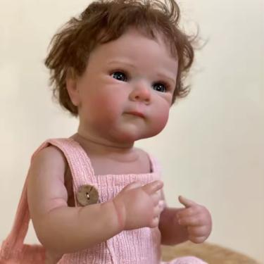 Imagem de Bebê Reborn Menina, Artesanal, Olhos Abertos, Realista, Cabelo Implantado Fio A Fio