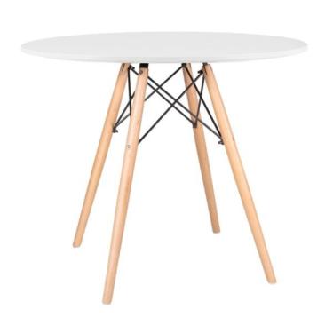 Imagem de Mesa de Jantar Redonda Eames Eiffel - Wood - Tampo de MDF - 90cm - Branco