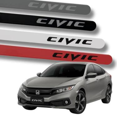 Imagem de Jogo Friso Lateral Honda Civic Ponta Redonda Grafia Cores, Branco Este