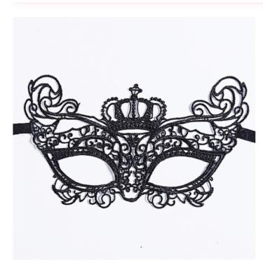 Imagem de Máscara Feminina Em Renda Imperial Crown Preta Baile Festas
