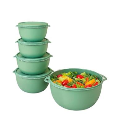 Imagem de Kit 5 Potes Plastico Redondos Bowl Livre Cozinha Armazenar Guardar Alimentos (Verde Menta)