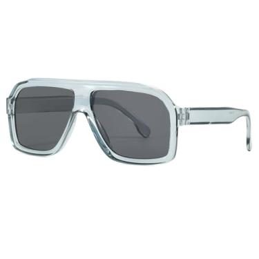 Imagem de Óculos de sol degradê de cor feminino e masculino com proteção UV400 para esportes ao ar livre, corrida e equitação, cinza e preto