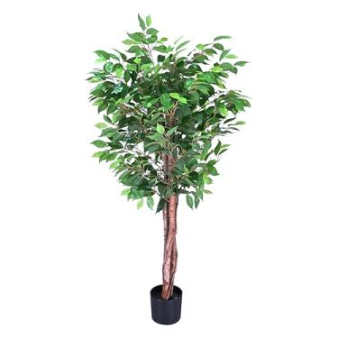 Imagem de Ficus de árvores artificiais realistas com troncos e trepadeiras de madeira natural, seda perene, decoração de casa para sala de estar, varanda, escritório (1 pacote, 1,5 m)