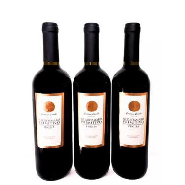 Imagem de Kit 3 Vinhos Tintos Italianos Primitivo Negroamaro Contessa 750ml - Co