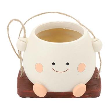 Imagem de Vaso de flor de resina para pendurar com rosto giratório, plantas para ambientes internos e externos, decoração de suculentas, design exclusivo de rosto sorridente para decoração de jardim em casa