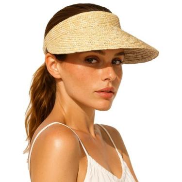 Imagem de Chapéu de viseira solar FURTALK feminino com aba larga e proteção UV