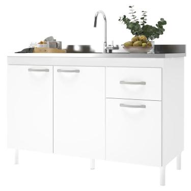 Imagem de Balcão Para Pia 120 Gabinete Multiuso Armário Sem Tampo Branco