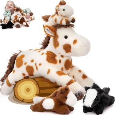 Imagem de Conjunto de bichos de pelúcia MaoGolan Horse com bebês de 54 cm