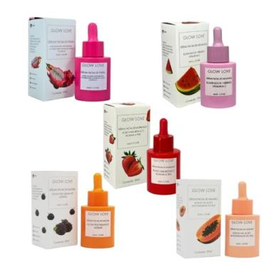 Imagem de Glow Love Sérum Facial Kit, 4 Frascos 30ml, Pitaya Iluminadora, Melancia Refrescante, Morango com Ácido Hialurônico, Amora Hidratante