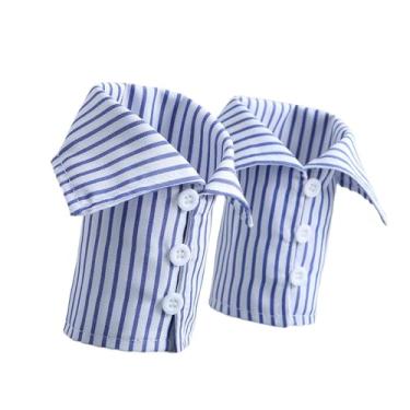 Imagem de Colaxi 2 peças de punhos falsos, mangas falsas listradas para ternos e suéteres, Azul