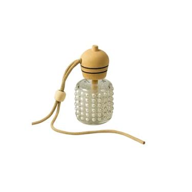 Imagem de Aromatizador para Carro com Frasco de Vidro Decorativo, Pérolas e Madeira Natural, Cordão Ajustável, 10ml