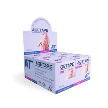 Imagem de Caixa 12 Rolos Agetape Kinesiology Tape - 2,5cm X 5m - Rosa
