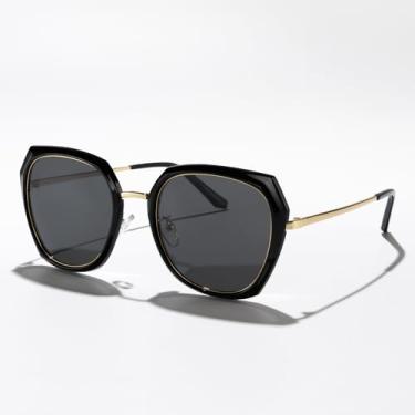 Imagem de Óculos de sol femininos quadrados modernos femininos óculos de sol polarizados tendência marca de luxo proteção UV400, Armação preta/lente preta, Lens Width: 58 Millimeters