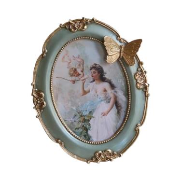 Imagem de Kuntesetty Porta-cartões Oval Vintage para Pendurar Fotos Ou Exibir Na Mesa para Casa de Fazenda, Verde, Tamanho real