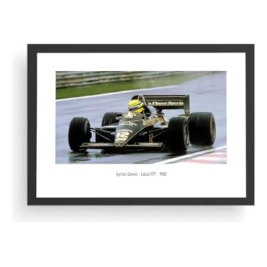Imagem de Quadro Ayrton Senna Lotus Preta Grande A3 Carro Moldura