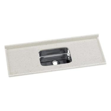 Imagem de Pia De Cozinha Mármore Sintético 140x55cm Com Cuba Aço Inox Multimóvei