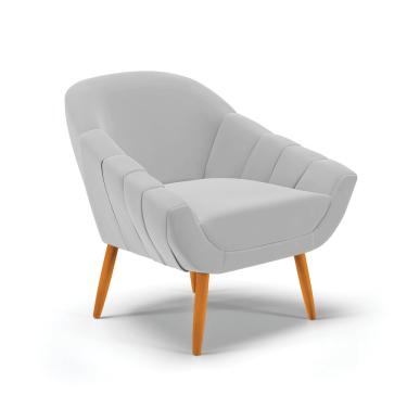 Imagem de Poltrona Giovana Suede Cinza Pés Palito Castanho - D'Rossi