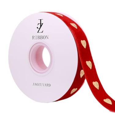 Imagem de JaoZuyard Fita de veludo vermelha 2,5 cm x 10 metros Love Glitter Gold Red Velvet Ribbon para embrulho de presente árvore de Natal decoração do dia dos namorados artesanato grinaldas suprimentos