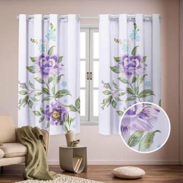 Imagem de Cortina Flores Semi Blackout 2.00 X 1.50 Desenho em Efeito Bordado 3D 