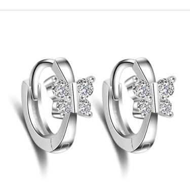 Imagem de Brinco De Argola Borboleta Pedra De Zircônia Prata Pequeno