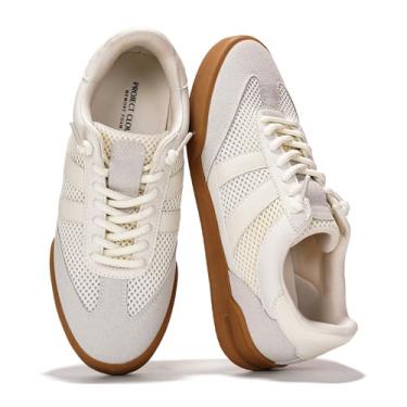 Imagem de Project Cloud Tênis feminino – Palmilha de espuma viscoelástica e sapatos leves de mola – Sapatos modernos antiderrapantes com cadarço – Tênis fashion feminino 2025 (veredicto), Branco, 38