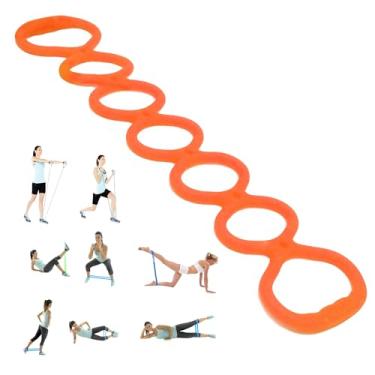 Imagem de 7 anéis ajustáveis de resistência para malhar, caminhar em casa, exercícios elásticos para mulheres e homens, fitness, ioga, pilates, borracha durável, uso em casa/academia (laranja)