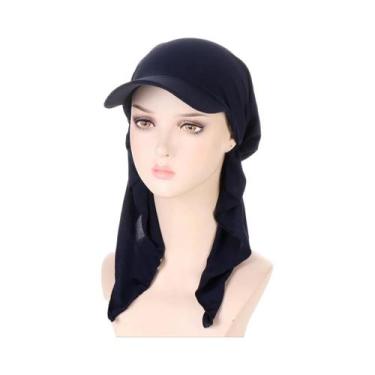 Imagem de Boné Hijab Interno de Modal Macio - Turbante para Mulheres, Azul marin
