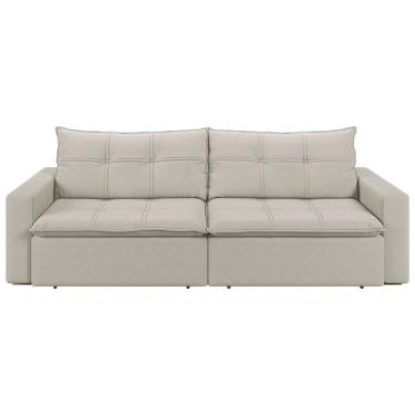 Imagem de Sofá Retrátil E Reclinável Joinville 2,10m Linho Cor Bege 2340