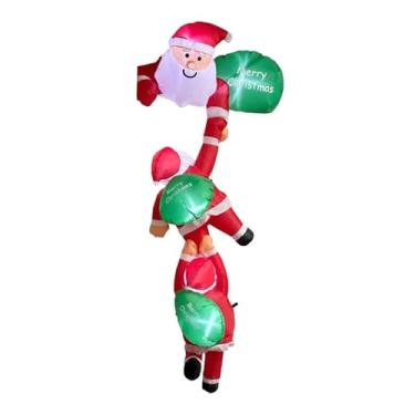 Imagem de Baoblaze Papai Noel inflável para escalar, com luzes de LED embutidas, adereços para fotos e decoração natalina para jardim e quintal.